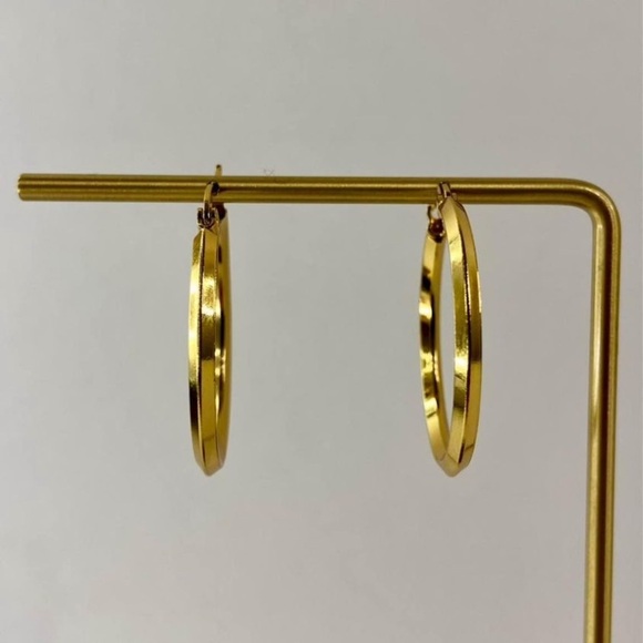 Beautiful Pair of High Quality Gold Plated French Hoop Earrings - Picture 3 of 4